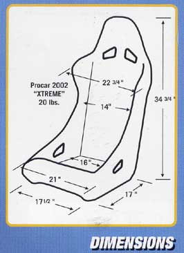 PROCAR Xtreme Seat Dimensions