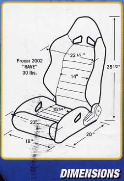 PROCAR Rave Seat Dimensions